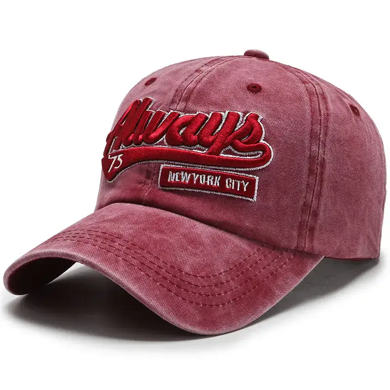 Men's Maroon Washed Denim Baseball Cap with "Alvariz" Logo - Image 5