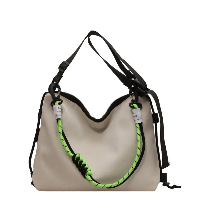 Women's Nylon Shoulder Messenger Bag Black Neon Strap - Image 7