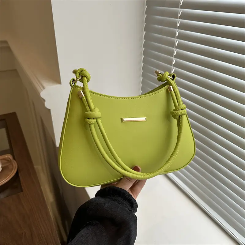 Black Textured Shoulder Bag for Women 2024 Spring - Image 6