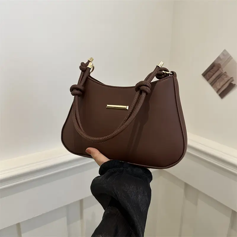 Black Textured Shoulder Bag for Women 2024 Spring - Image 7