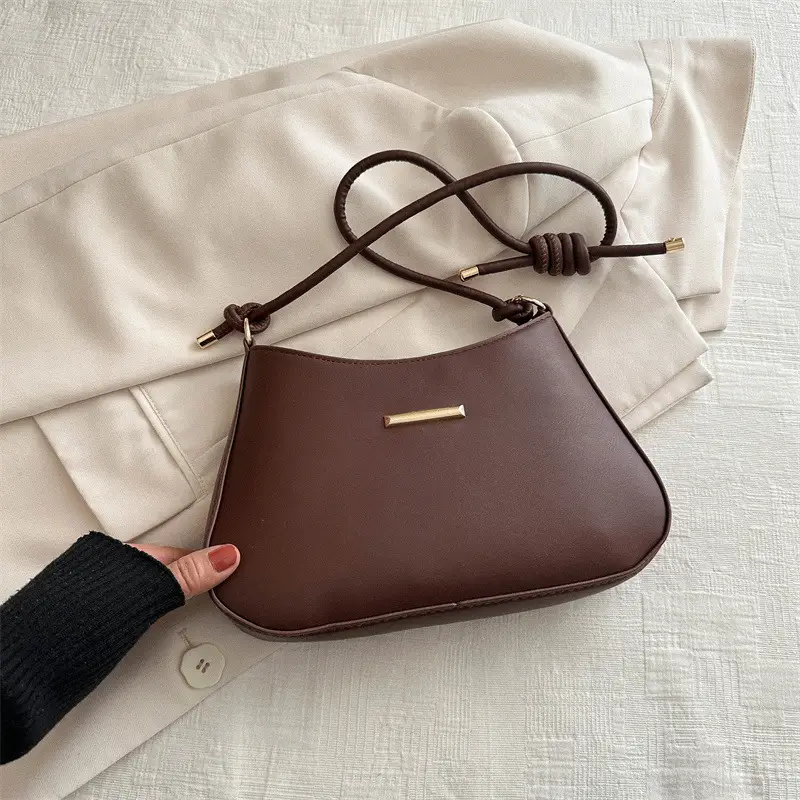 Black Textured Shoulder Bag for Women 2024 Spring - Image 3