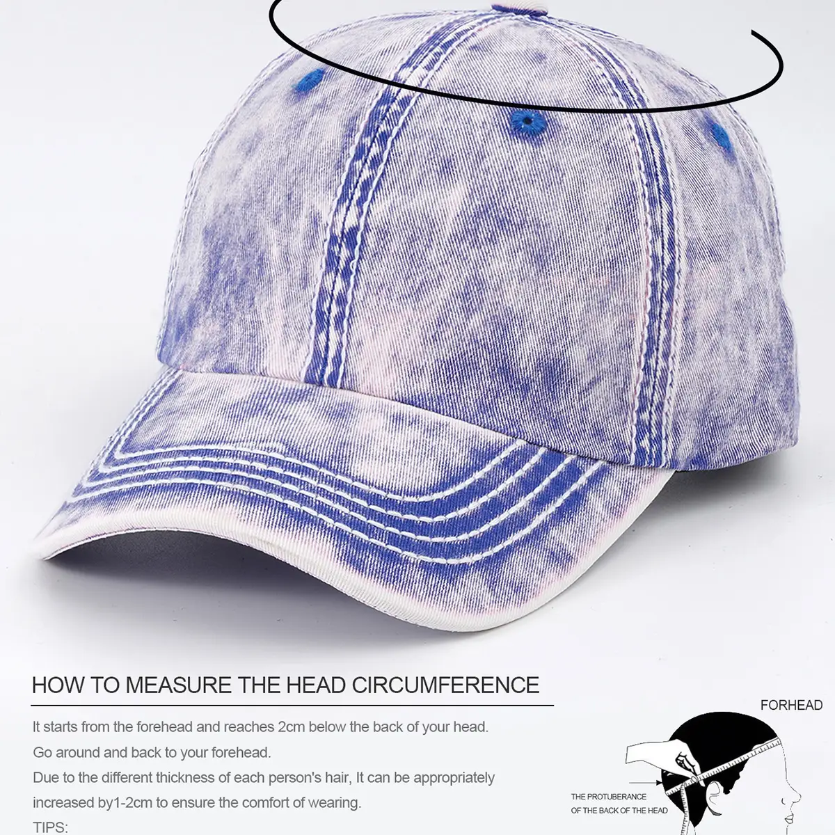 Orange Washed Baseball Cap for Men Women Casual Date — feature 2