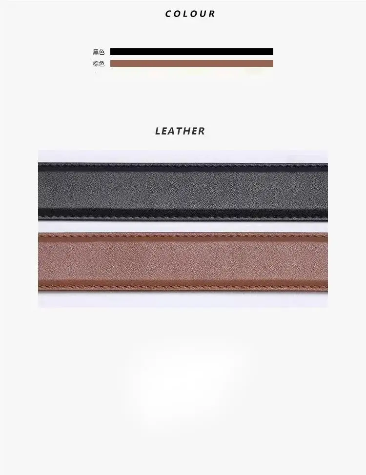 Women's Genuine Leather Belt with Gold Buckle — feature 2