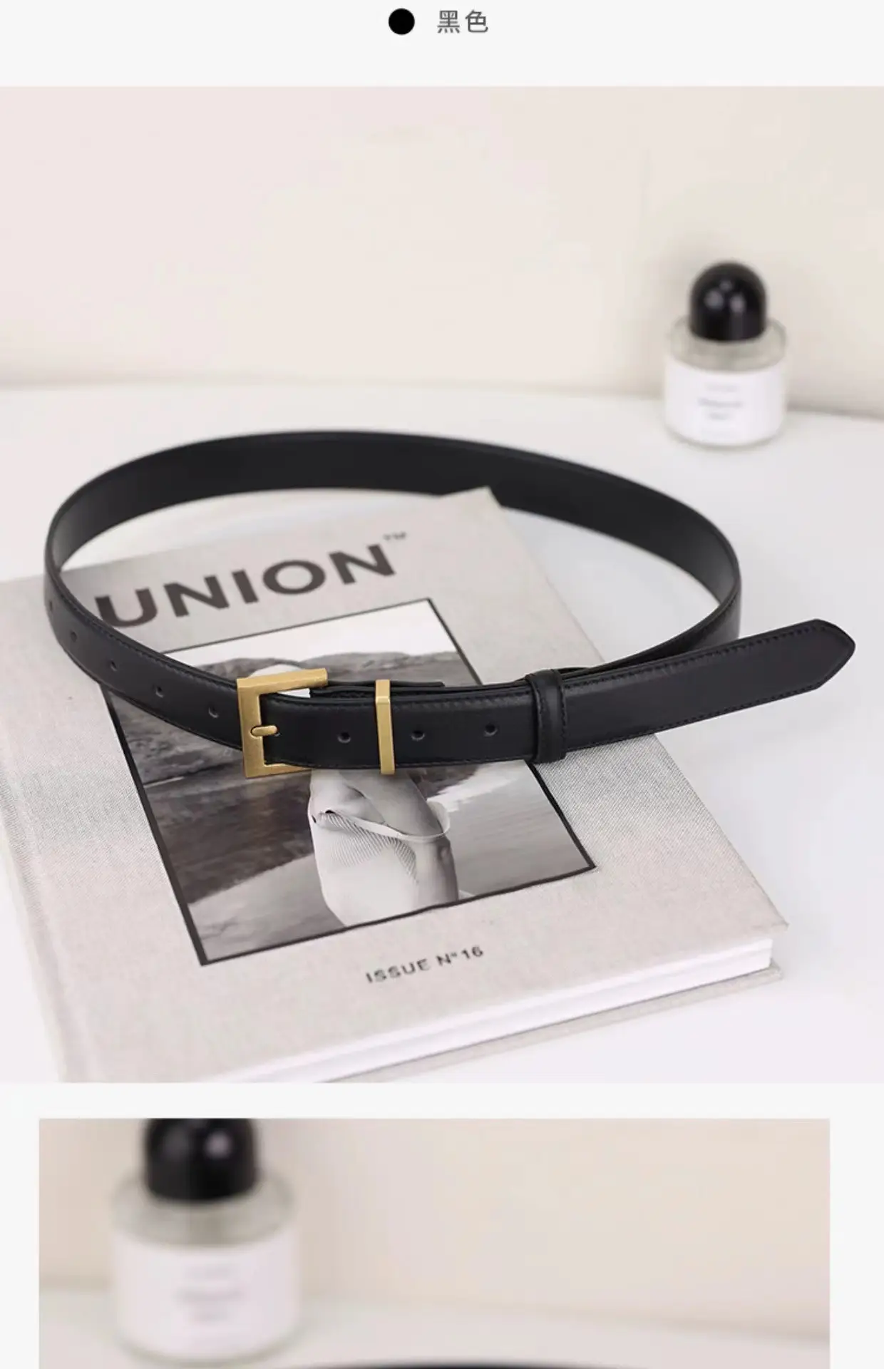 Women's Genuine Leather Belt with Gold Buckle — feature 7