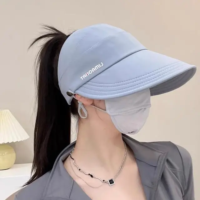 Women's Ice Silk Sun Hat with Tie Ponytail - Image 8