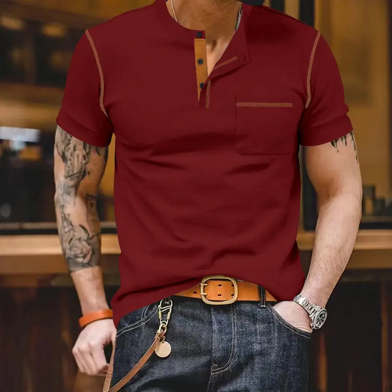 Men's Maroon Polo T-Shirt Short Sleeve 2026 - Image 5
