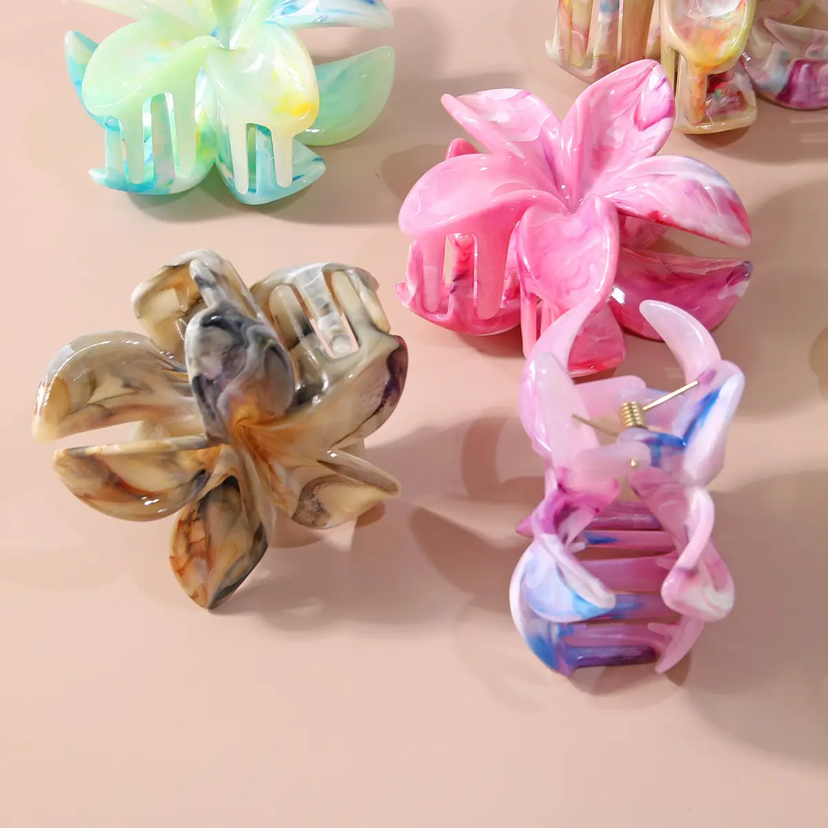 Marble Crown Flower Clip 8cm Two Color European American Petal Shark Clip - Image 8