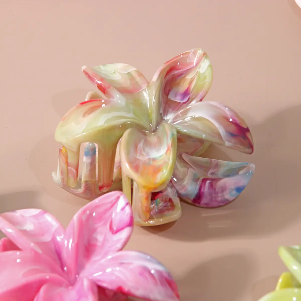 Marble Crown Flower Clip 8cm Two Color European American Petal Shark Clip - Image 9