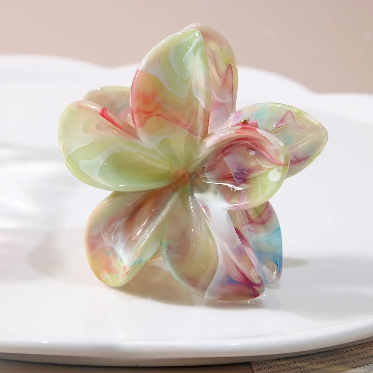 Marble Crown Flower Clip 8cm Two Color European American Petal Shark Clip - Image 10