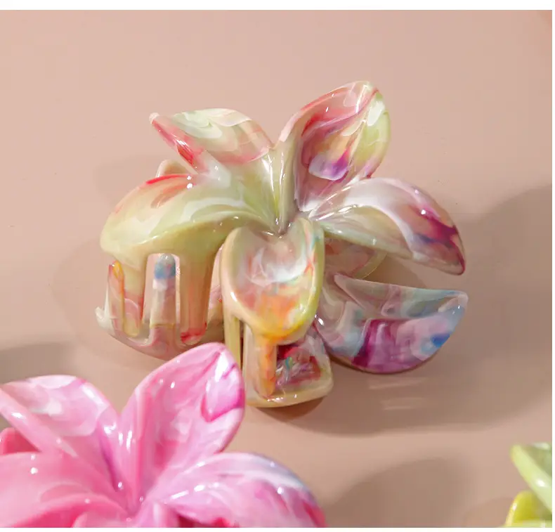 Marble Crown Flower Clip 8cm Two Color European American Petal Shark Clip — feature 8