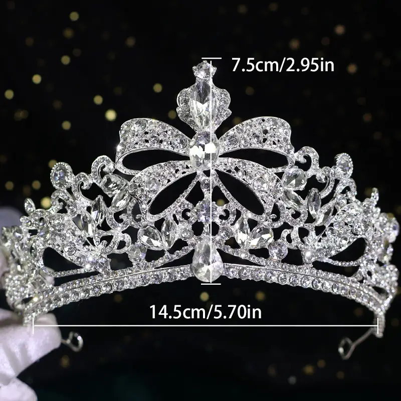 Silver Crystal Bridal Crown for Women — feature 1