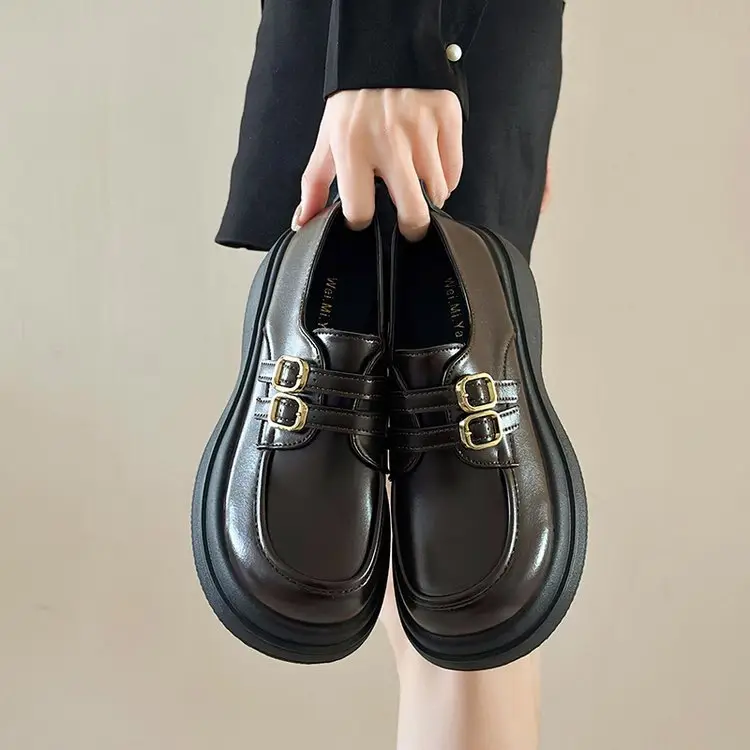 Women British Leather Platform Loafers Black 2024 — feature 10