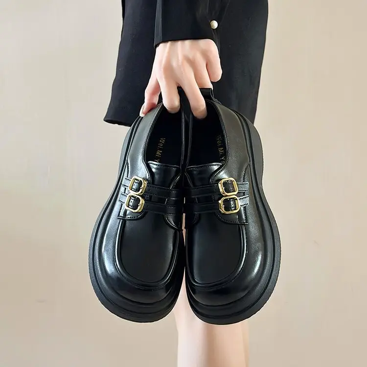 Women British Leather Platform Loafers Black 2024 — feature 11