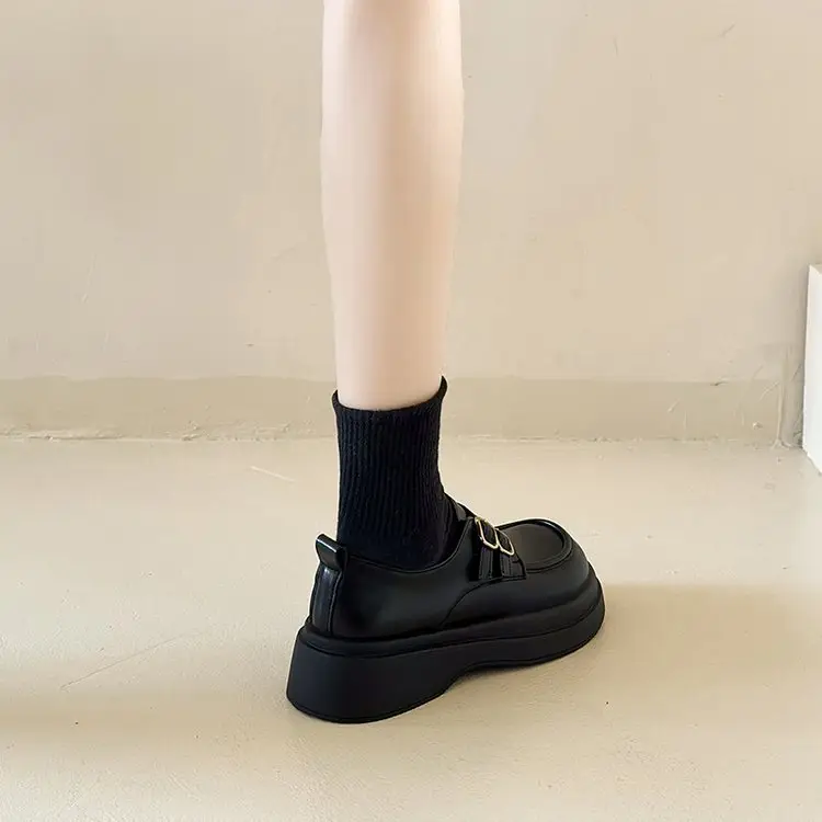 Women British Leather Platform Loafers Black 2024 — feature 17