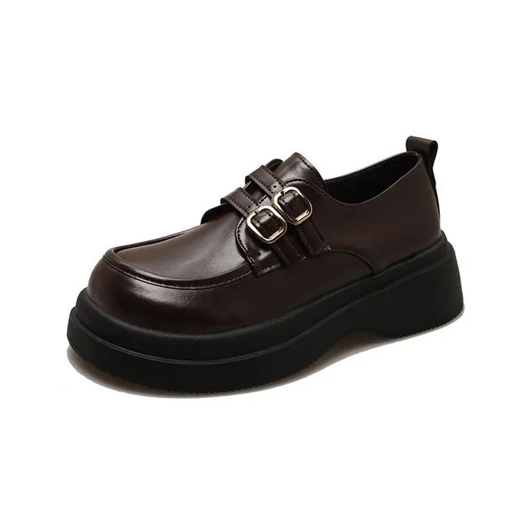 Women British Leather Platform Loafers Black 2024 — feature 2
