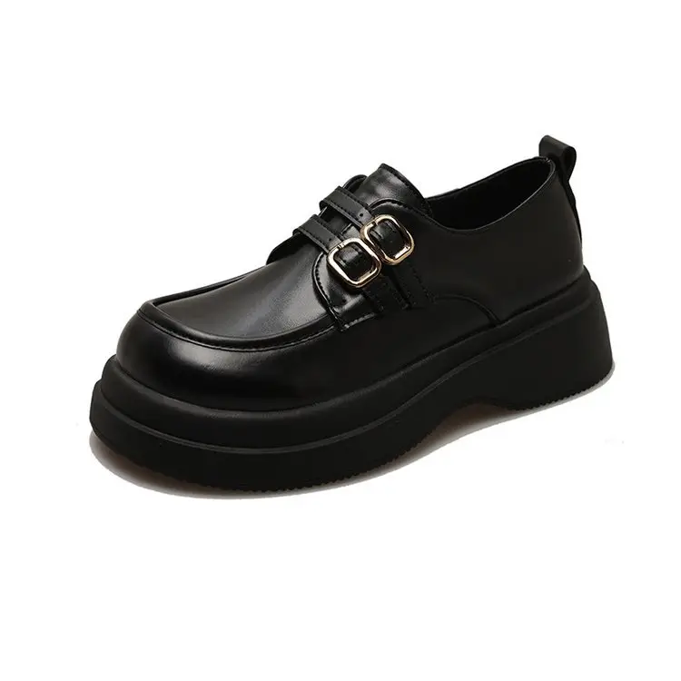 Women British Leather Platform Loafers Black 2024 — feature 3