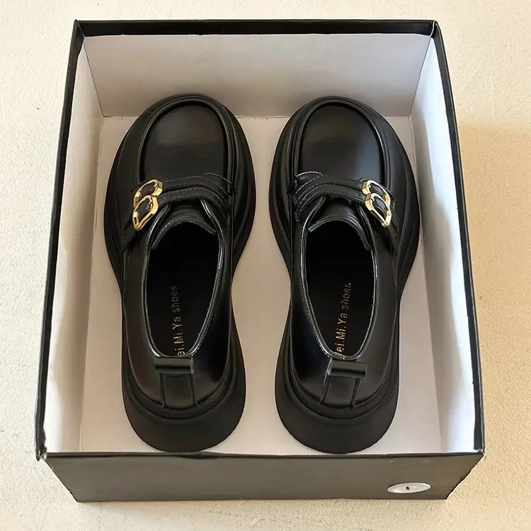 Women British Leather Platform Loafers Black 2024 — feature 5