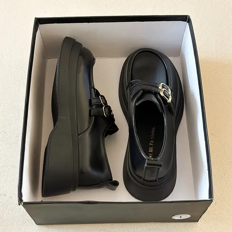 Women British Leather Platform Loafers Black 2024 — feature 6