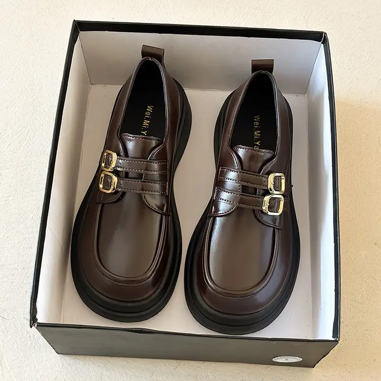 Women British Leather Platform Loafers Black 2024 — feature 7