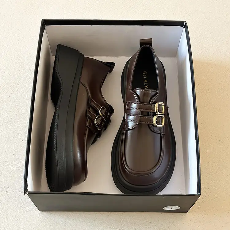 Women British Leather Platform Loafers Black 2024 — feature 8