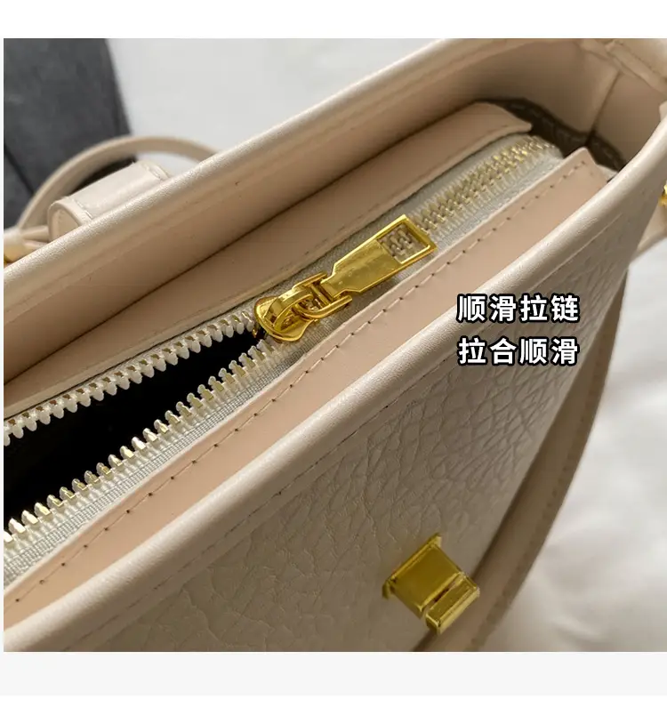 Pink Leather Bucket Bag for Women with Gold Clasp — feature 5