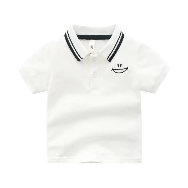 Boys' White Striped Polo T-Shirt Summer Top - Image 5