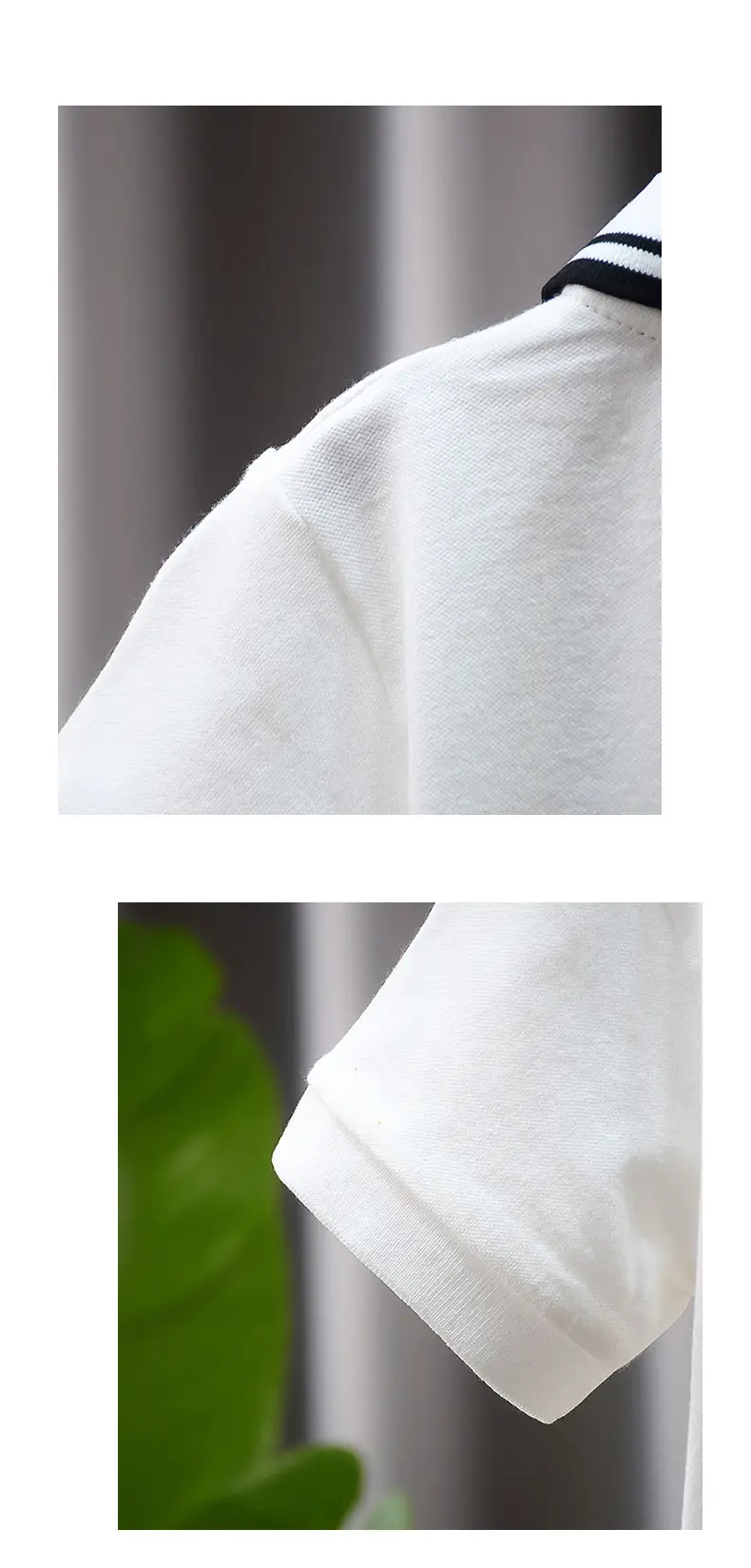 Boys' White Striped Polo T-Shirt Summer Top — feature 7