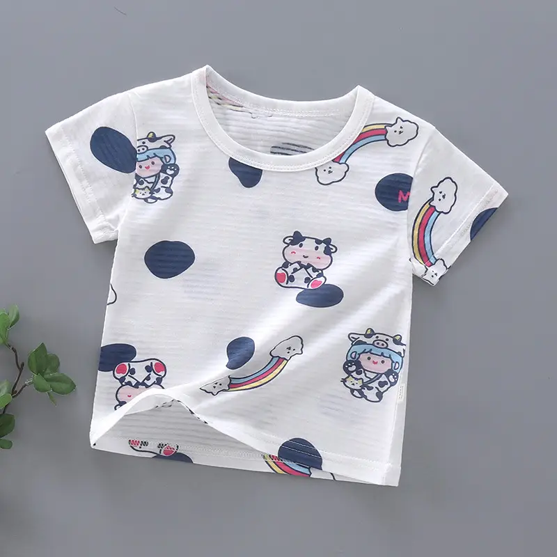 Baby Cotton T-Shirt with Dinosaur Print White - Image 9