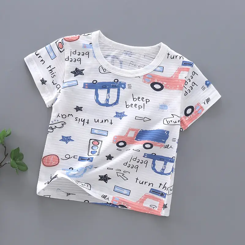 Baby Cotton T-Shirt with Dinosaur Print White - Image 11