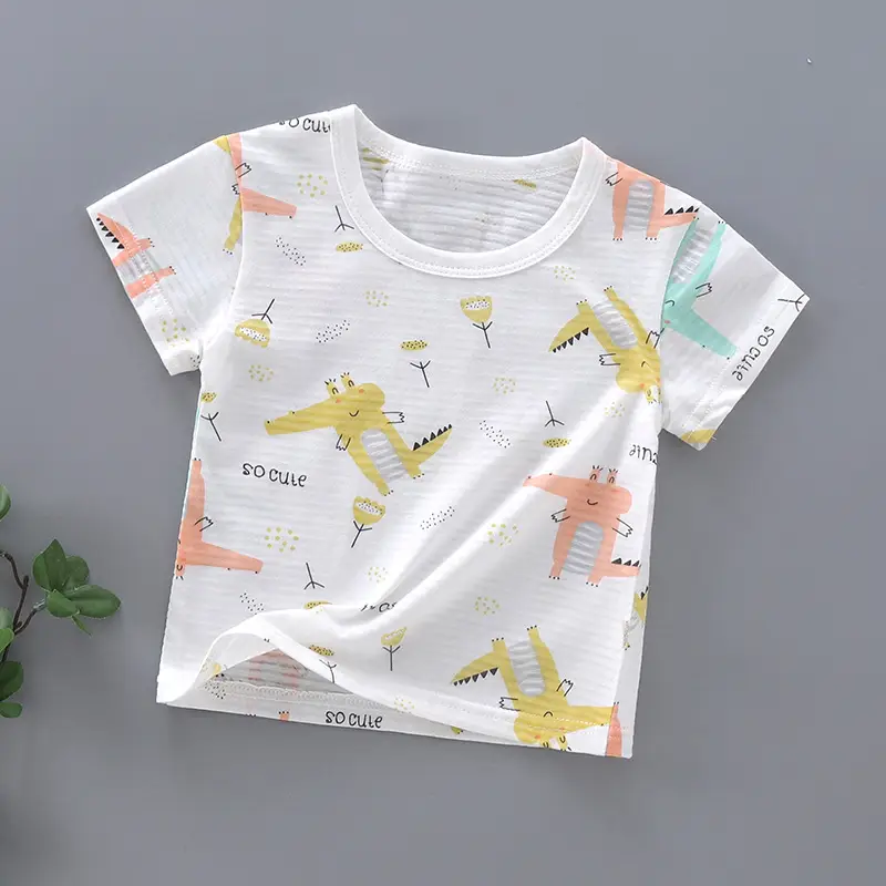 Baby Cotton T-Shirt with Dinosaur Print White - Image 12