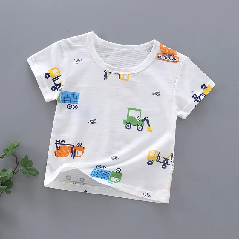 Baby Cotton T-Shirt with Dinosaur Print White - Image 3