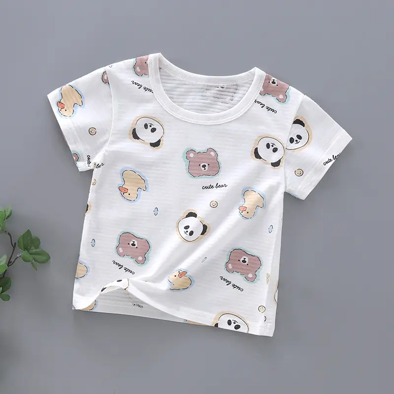 Baby Cotton T-Shirt with Dinosaur Print White - Image 4