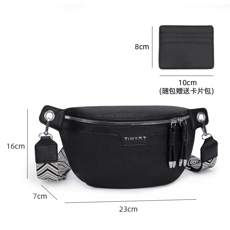 Black TINYAT Fashion Chest Bag with Keys & Wallet - Image 5