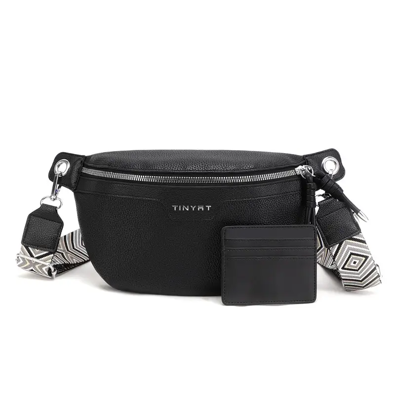 Black TINYAT Fashion Chest Bag with Keys & Wallet - Image 6