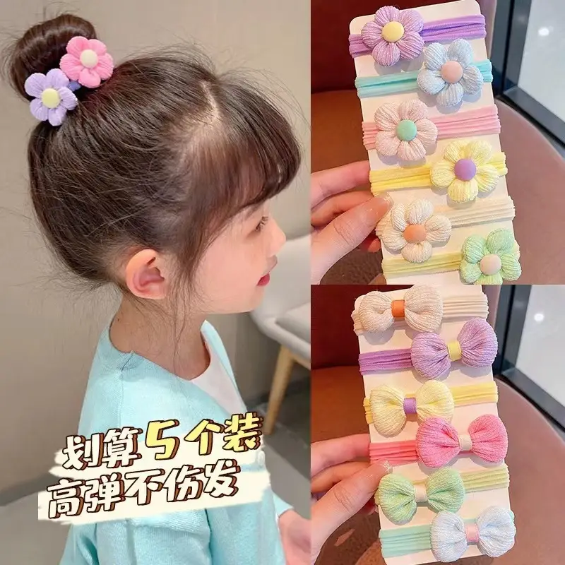 Children's Flower Bow Hair Ties for Girls - Image 4