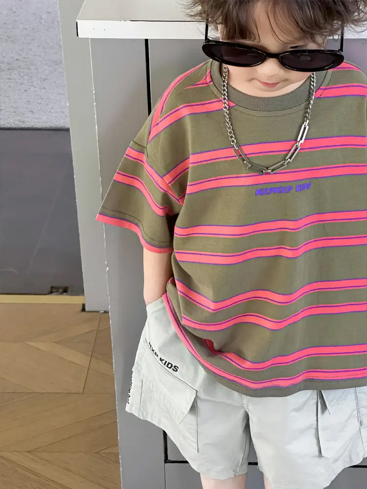 Children Striped T-Shirt Boys 2025 Summer Casual - Image 3