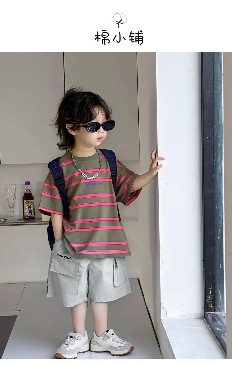 Children Striped T-Shirt Boys 2025 Summer Casual — feature 3