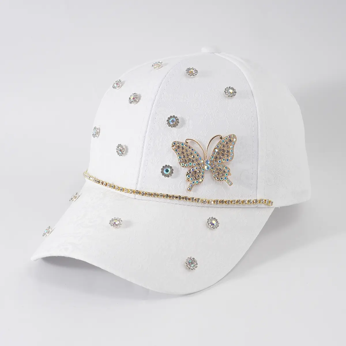 Pink Butterfly Diamond Baseball Cap for Girls - Image 3