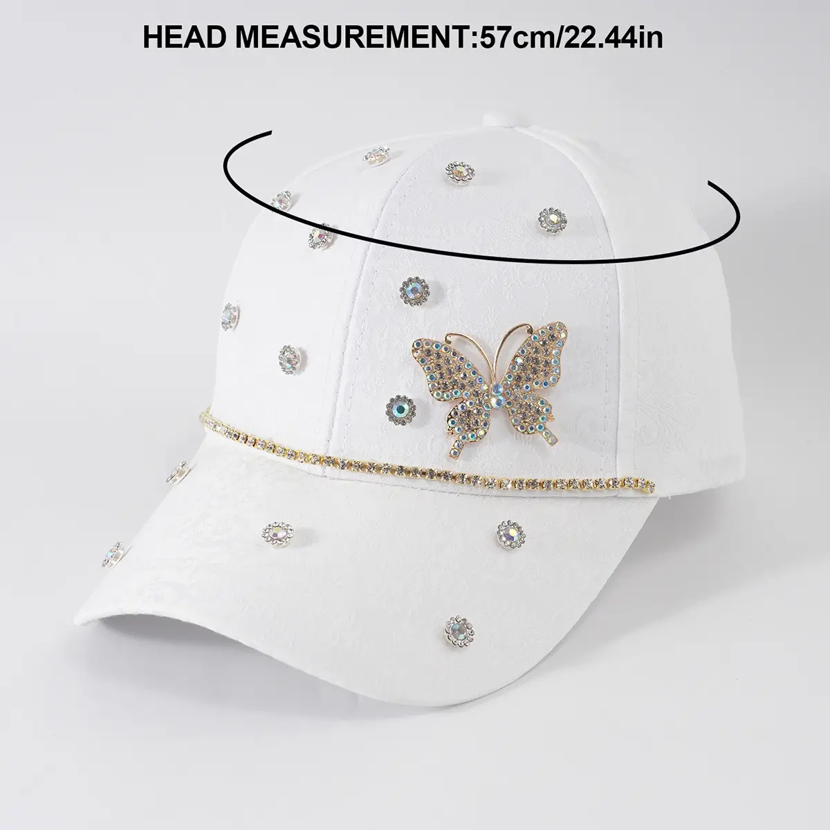 Pink Butterfly Diamond Baseball Cap for Girls - Image 5