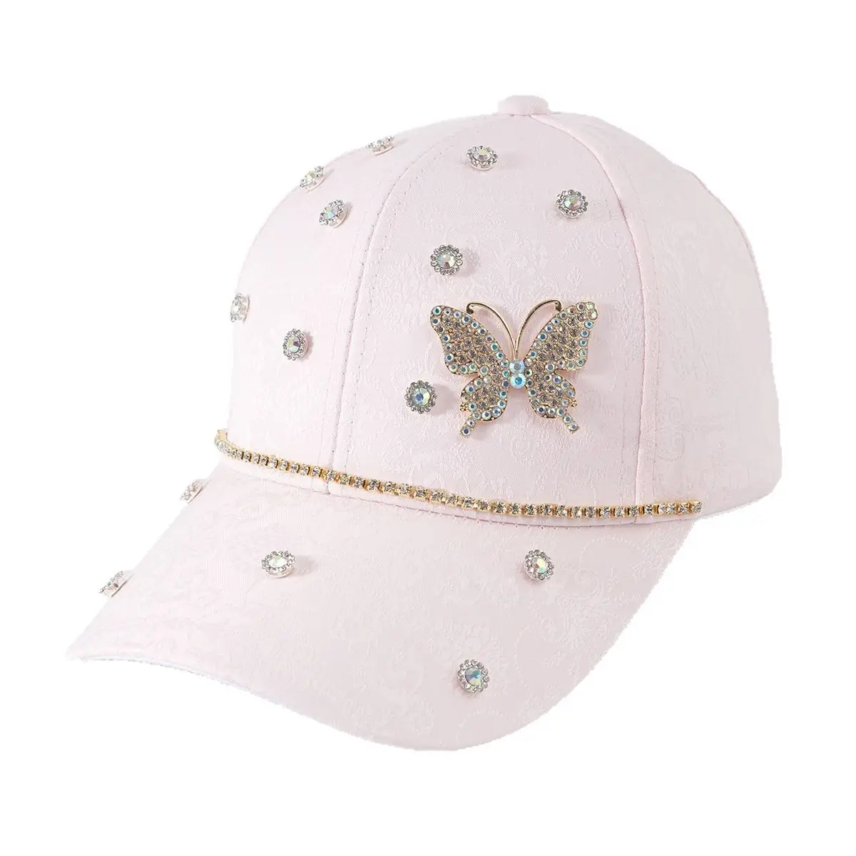 Pink Butterfly Diamond Baseball Cap for Girls - Image 6