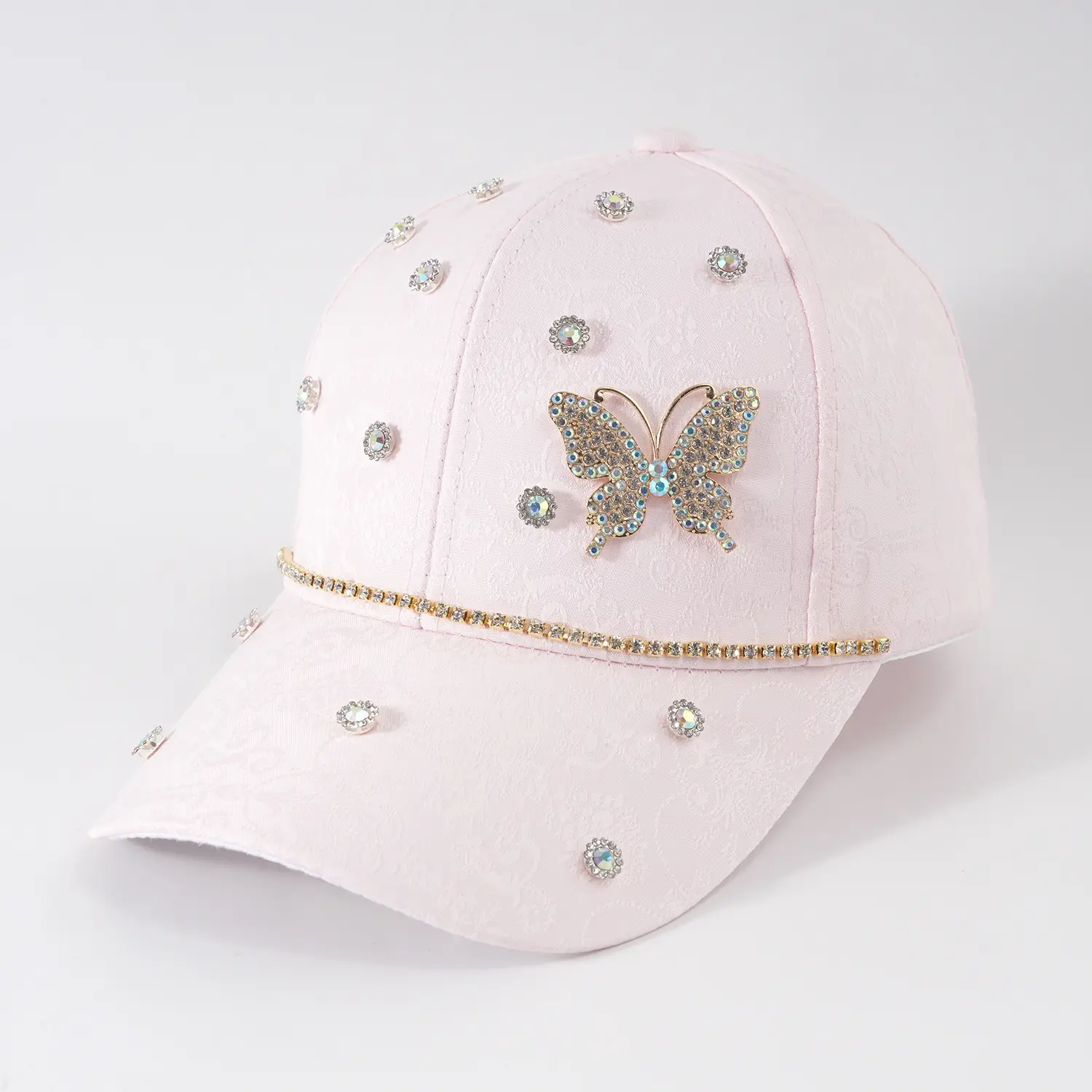 Pink Butterfly Diamond Baseball Cap for Girls — feature 1