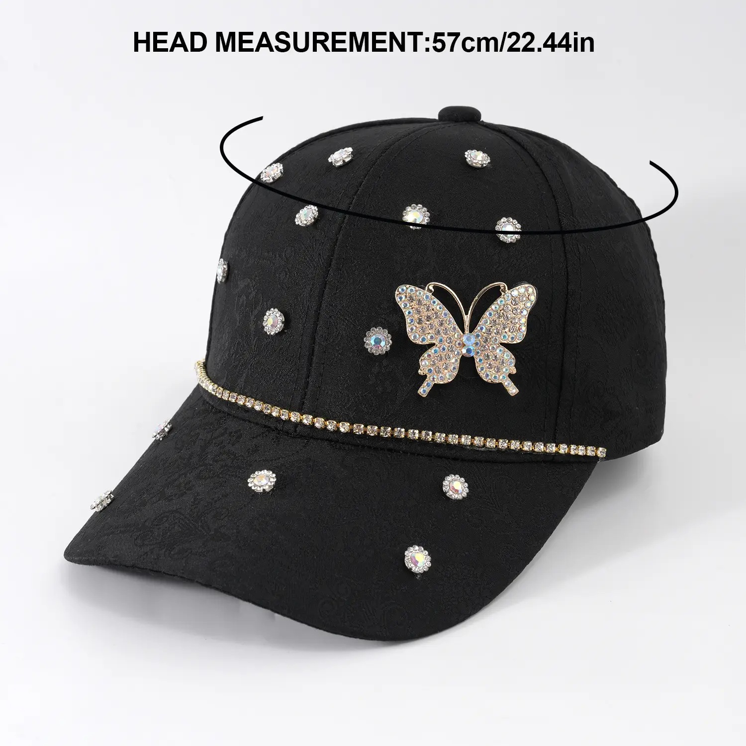 Pink Butterfly Diamond Baseball Cap for Girls — feature 12