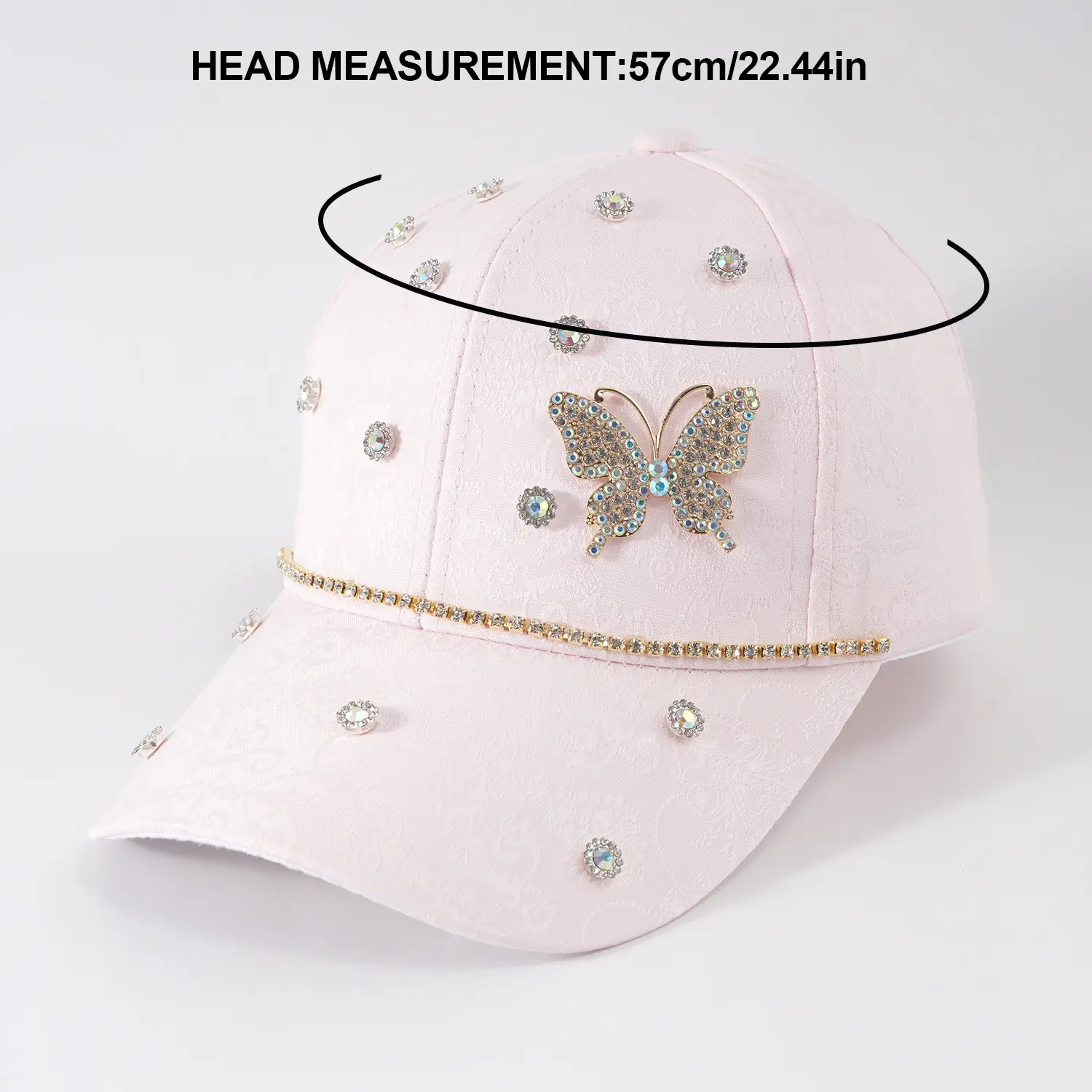 Pink Butterfly Diamond Baseball Cap for Girls — feature 6