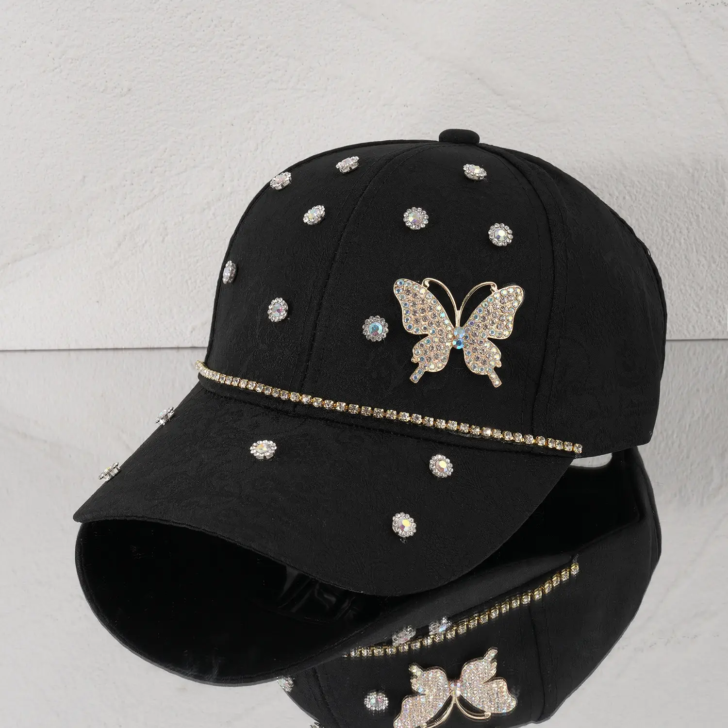 Pink Butterfly Diamond Baseball Cap for Girls — feature 8