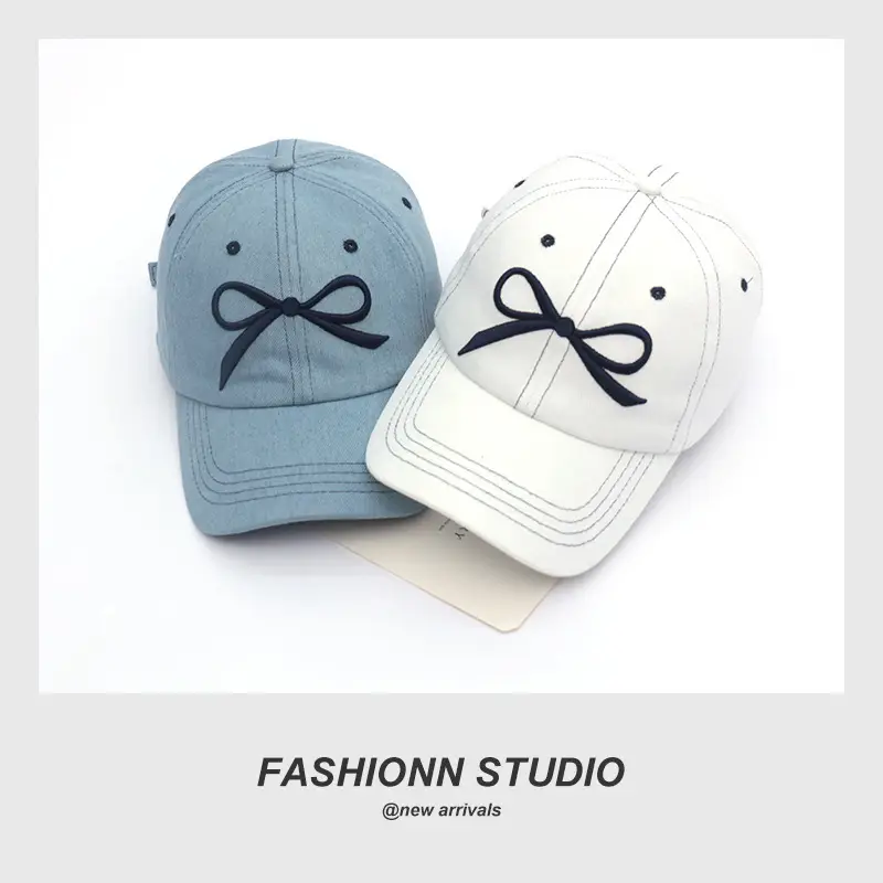 Blue Bow & Wide Eaves Embroidered Cap — feature 12
