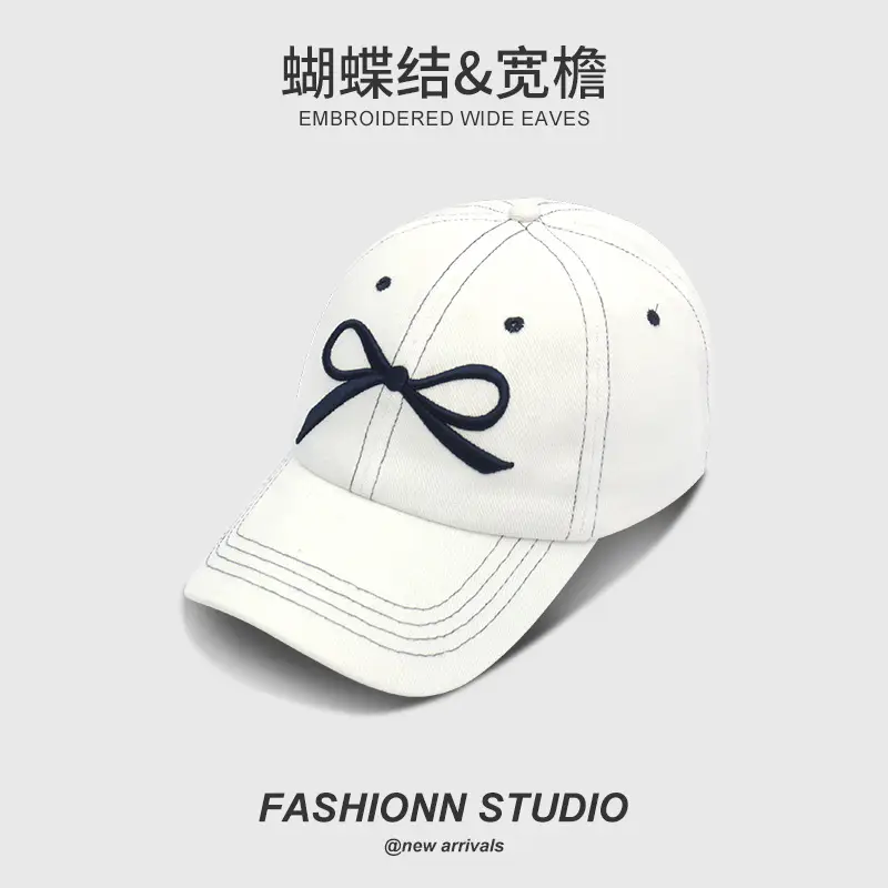 Blue Bow & Wide Eaves Embroidered Cap — feature 17