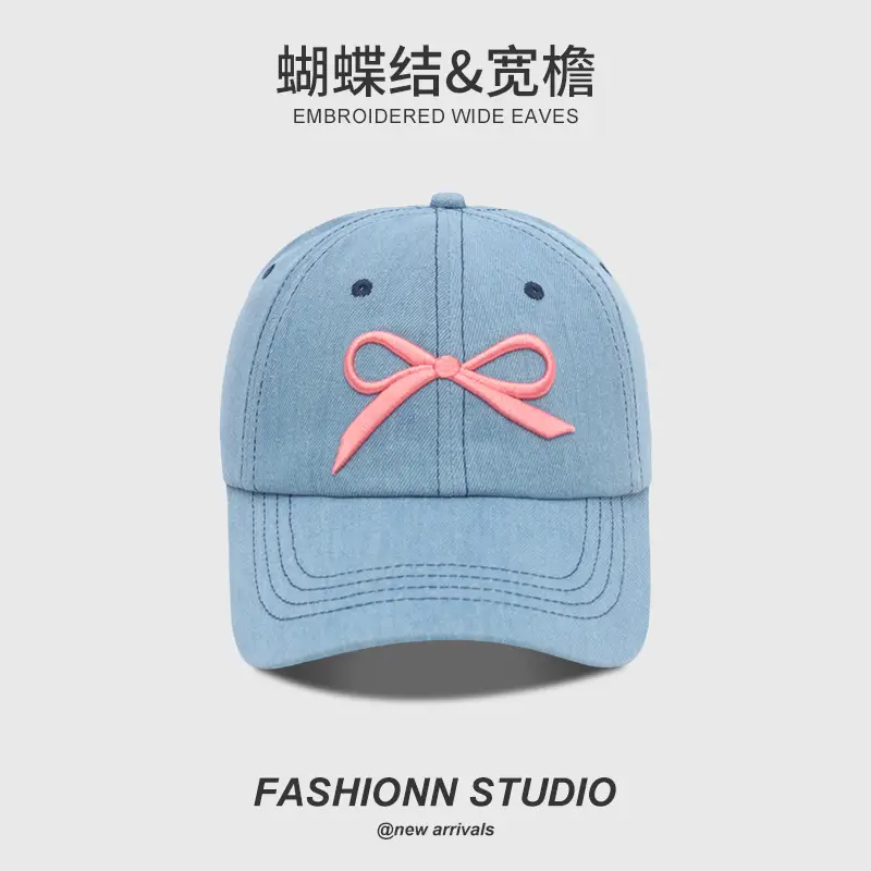 Pink Bow Denim Blue
