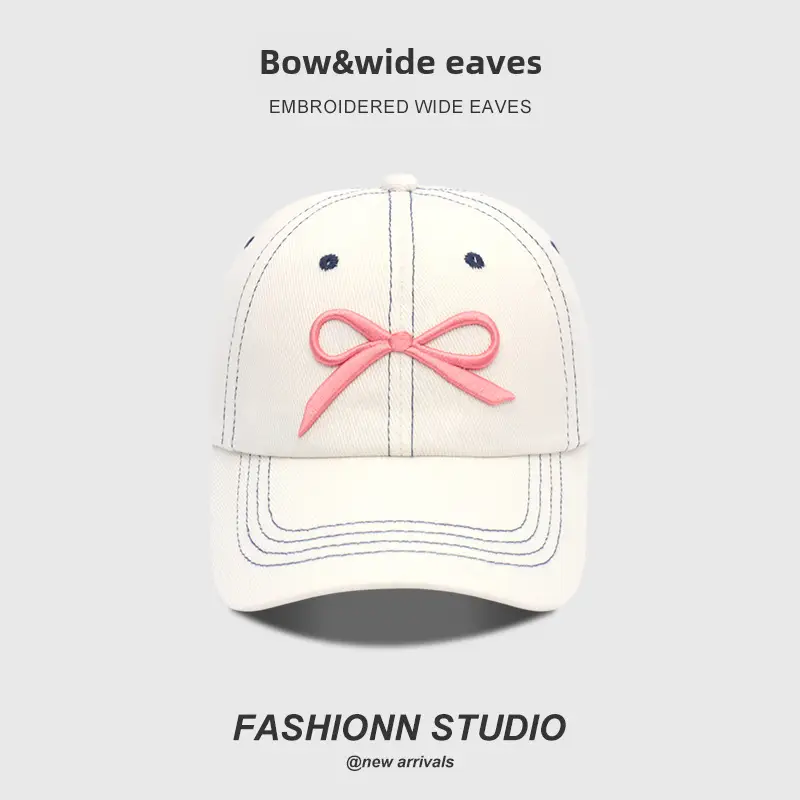 Blue Bow & Wide Eaves Embroidered Cap - Image 6