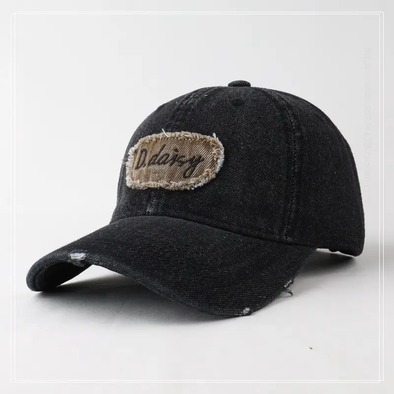 Men's Maroon Denim Peaked Cap with Embroidered Logo - Image 8
