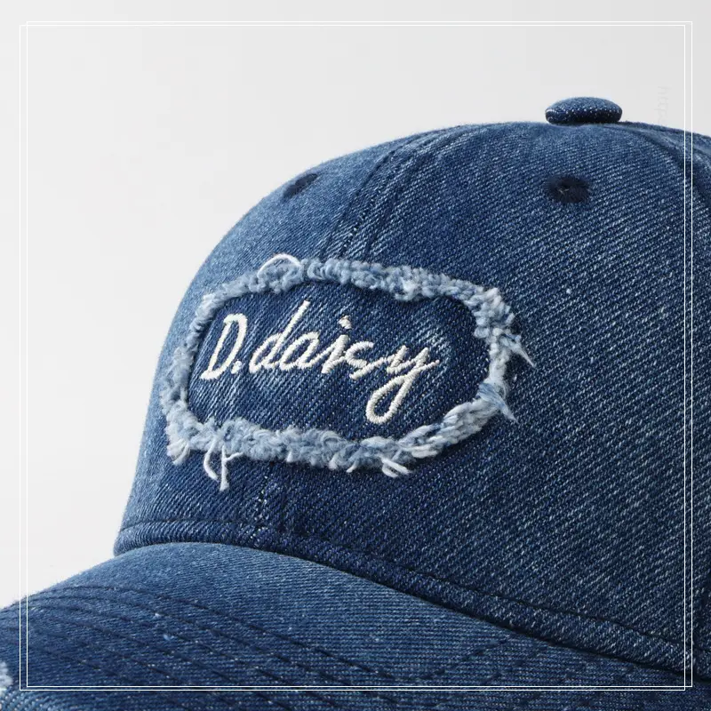 Men's Maroon Denim Peaked Cap with Embroidered Logo - Image 10